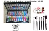 Kit com 88 cores de sombras+kit com 7 pincéis+BRINDE