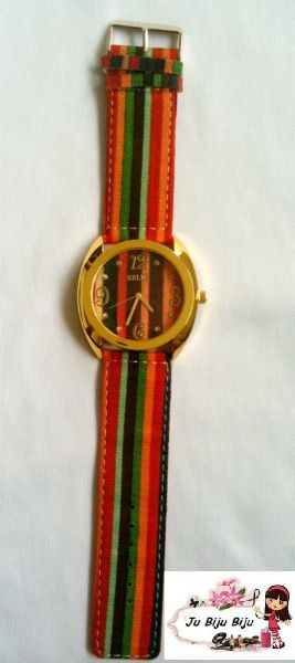 Relógio Pulseira Listrada Colorida