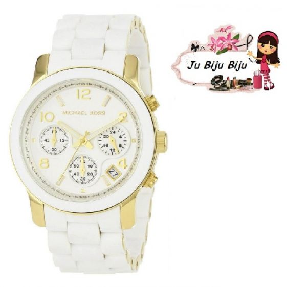 Relógio Emborrachado Branco c/ detalhe dourado